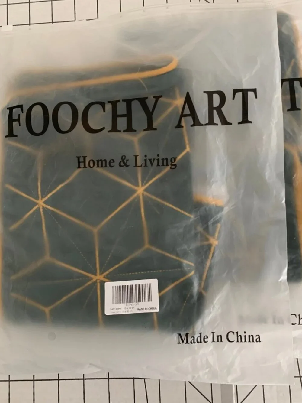 NEW 2 FOOCHY Green Velvet Throw Pillow Cover 18x18 Inch Embroidered Pillow Cover